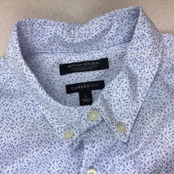 Banana Republic Camden Shirt Button Down Short Sleeve 078 Wash Custom Mens L - Picture 2 of 8